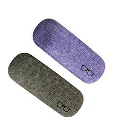 oku 1 UL88 Linen PU Leather Sunglasses Cases Unisex Pouch For Eyewear Spectacles Frames Cover Goggles For Men & Women Combo Of 2 (Grey & Purple) image 1