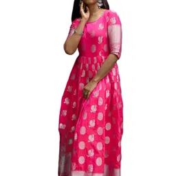 kedarfab Jacquard Woven Motiff Anarkali Gown for Women image 1