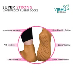 vibhu farma ZENCY Rubber Waterproof Footcare Socks for Foot Crack (Brown) image 3