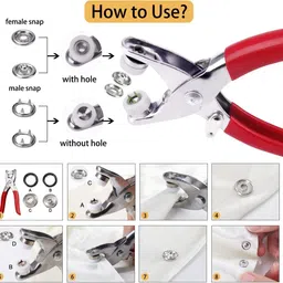 vihm Premium Snap Buttons, 100 Sets Silver Button Thickened Snap Fasteners Kit Metal Copper Five Claw Buckle Set with Hand Pressure Pliers Tool,Sewing Buttons Set for Clothing Sewing and Crafting image 4