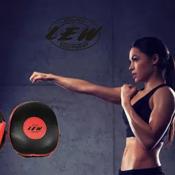 LEW Pre Curved Boxing/Kick Boxing Cuban Genuine Leather Focus Pad (Black & Red) image 2