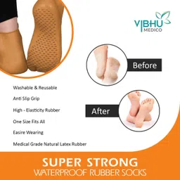 vibhu farma ZENCY Rubber Waterproof Footcare Socks for Foot Crack (Brown) image 4