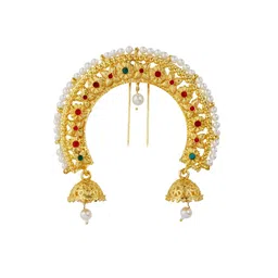 anuradha Plus Latest Gold Finish Traditional Hair Brooch For Women | Ambada Hair Brooch | Ambada Pin. image 1