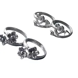 kp jewels Women & Girls Metal Fancy Glossy finish Toe Ring Adjustable Bichiya/Leg Finger Ring-Combo-2 (A_C_P_110748_Silver) image 1