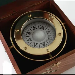 generic Handmade Ship Compass in Rose Wood Box, Vintage Gift & Decor image 2