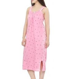 h & c H & CWomen's Printed Hosiery Cotton Gown Slip/Nighty | Night Wear Maxi for Women image 5