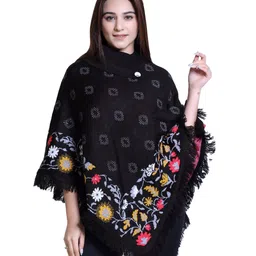 Wool Women's A-Line Short Length Coat Black Free Size image 1