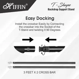 hiffin HIFFIN® Black Screen Backdrop 6x10 ft with Stand - 6x9FT Photography Backdrop with 1PC 6.5FT T-Shape Backdrop Stands, 2PCs Spring Clamps, 1PCs Carry Bag image 3