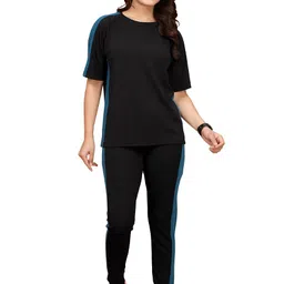 dtr fashion Cotton Lycra Blend Color Block Taped Tracksuit image 1