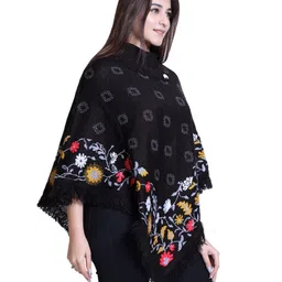 Wool Women's A-Line Short Length Coat Black Free Size image 3