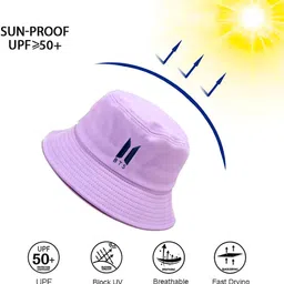 fasholic FASHOLICBTS Bucket Hat Everyday Stylish Cotton Hat Lightweight Outdoor Summer Beach Vacation Getaway Headwear image 4