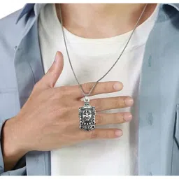 elleva Mahadev Locket for Men Stainless Steel Pendant | Lord Shiva Necklace Mahakal Chain for Boys Shivling Style |Birthday Gifts for Best Friend, Boyfriend, Brother (Pack of 1) image 4