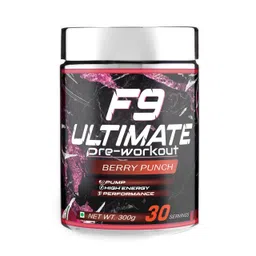 Muscle Asylum F9 Ultimate Pre-Workout Supplement, Berry Punch Flavour, 300g, 30 Servings with Creatine, Beta Alanine and Caffeine image 1
