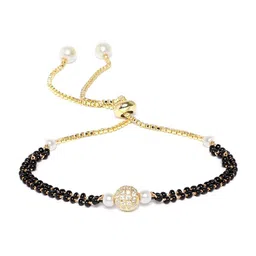 peprika Women's Elegant Hand Mangalsutra -Traditional Indian Jewelry & Adjustable Fit - for Weddings & Special Occasions Ideal Gift for Her (Hand Mangalsutr-White Ball) image 1