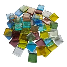 sai mosaic art Assorted Transparent Glass Mosaic 15x15mm Tiles 100 gm Pack image 3
