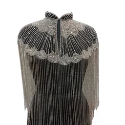 zuho Women Hand beaded Embellished Short Cape Poncho (White) image 1