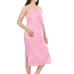 h & c H & CWomen's Printed Hosiery Cotton Gown Slip/Nighty | Night Wear Maxi for Women image 4