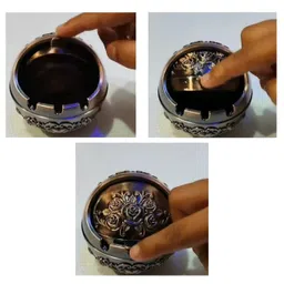 generic Vintage Style Metal Ashtray with Cigarette Rest, Bronze Finish image 3