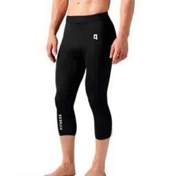 Quada Men's 3/4 Compression Tight Pants Base Under Layer Running Shorts Cool Dry (Black, Large (31-33 Inch Waist)) image 1