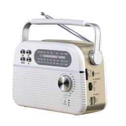 iGear Trinity Solar-Powered MP3 Player & 3-Band Radio FM/AM/SW, Bluetooth, USB, TF/SD Card, 1200 mAh Rechargeable Battery, Solar Charger(White) image 1