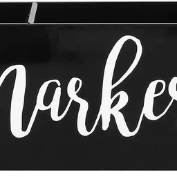 MONSSIVE Whiteboard Marker Holder, Black Acrylic Wall Mounted or Tabletop Dry Erase Marker Eraser Cleaner Caddy with Cursive MARKERS Label Acrylic Marker Holder Organizer for Whiteboard image 1