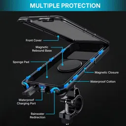 VELOVISTA - Bike Mobile Holder Waterproof with 360° Rotation | Handlebar and Mirror Phone Holder Mount for Bikes | Cycle | Scooty | Ideal for GPS Navigation | Rainproof | Anti Vibration | Black image 2