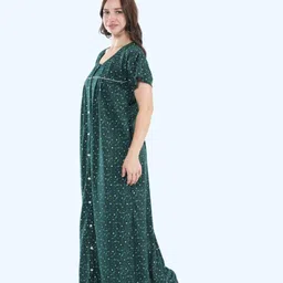anglina Women's All Over Printed Open Front Cotton Blend Nighty/Maxi/Nightgown/Nightwear WSR-116 image 4