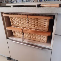 Akway Wicker basket for Modular Kitchen | Pull out Wicker Basket for Kitchen | Onion Patoto basket for (With Partition, 22"W (564mm) Including Channel x 16"D x 6"H) image 3