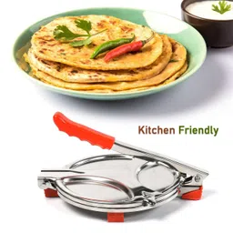 veloxi exim Veloxi Heavy Duty Stainless Steel Puri Maker Press Machine with Handle | Manual Roti & Poori Press | Jumbo Chapati, Papad, Khakhra & Tortilla Maker for Home & Commercial Use image 2