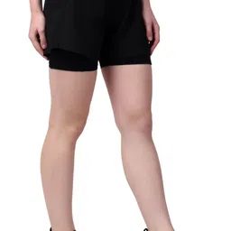 sweatastic 2 in 1 Double Layered Sports Gym Workout Running Shorts for Women | Double-Layer Yoga Running Shorts Fitness Workout Gym Sports Shorts with Pockets image 1