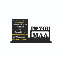 GIFT JAIPUR I Love U Maa Personalised Wooden Photo Table Top 11 X 65 In - Birthday Mothers Day Sorry Gift For Mom Mother, Tabletop, Rectangular, 27.9L x 16.5W Centimeters image 2