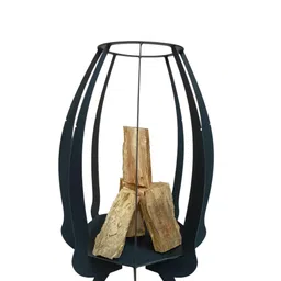 generic Modern Outdoor Fire Pit, Black Metal Frame, Decorative Garden Bonfire Stand image 1