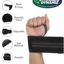 GYMNAZIO DYNAMIZ Wrist Supporter for Wrists Band for Men & Women with Thumb Loop Straps Accessories for Men Hand Grip & Mobility Support Sports Straps for Weightlifting image 2