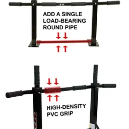 IBS Wall Mounting Pull up Bar with Solid Fitness Heavy Duty for Home Gym (Black) image 5