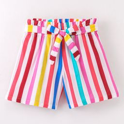 CrayonFlakes Roman Striped Belted Shorts - Multi Colour-picture-28