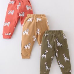 Simply Interlock Knit Full Length Lounge Pant with Giraffe Print Pack f 3 - Peach Brown & Green-picture-30