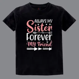 KAVEE Pure Cotton Rakhi Theme Half Sleeves Sister Forever Text Printed Tee - Black-picture-24