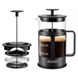 AGARO Classic French Press Coffee and Tea Maker, 600ml, Borosilicate Glass Carafe, BPA-Free Lid, Plastic Sleeve Glass-picture-12