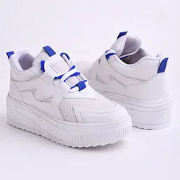 Shoetopia Colour Blocked Lace Up Sneakers - White-picture-10