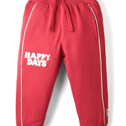 Babyhug Terry Cotton Knit Full Length Lounge Pant With Text Embroidery - Maroon-picture-23