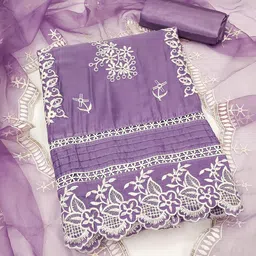 KALINI Embroidered Organza Unstitched Dress Material image 1