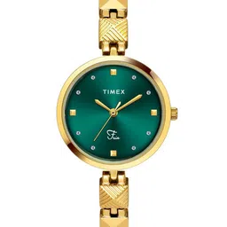 Timex Women Brass Embellished Dial & Stainless Steel Bracelet Style Straps Analogue Watch TWEL18308-picture-7