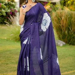Mitera Floral Pure Cotton Block Print Saree image 3