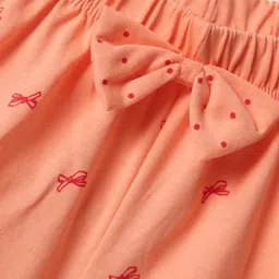 Tango Single Jersey Knit Knee Length Shorts With Bow Applique - Orange image 3