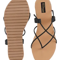 Shoetopia Colour Blocked Tie Up Sandals - Black image 5