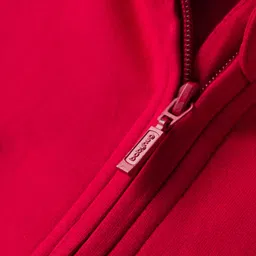 Babyhug Fleece Knit Full Sleeves Front Open Hooded SweatJacket with Tiger Graphic - Red image 4