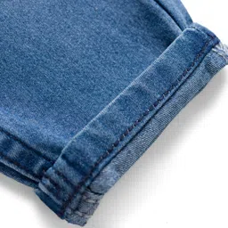 Babyhug Denim Full Length Jeans With Stretch & Text Print - Blue image 4