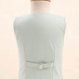 Robo Fry Cotton Woven Full Sleeves Three Piece Party Suit Set & Bow - Light Grey & White image 5