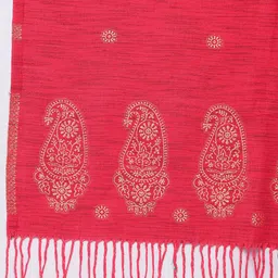 HK colours of fashion Women Coral Woven Design Stole with Tasselled Border image 2