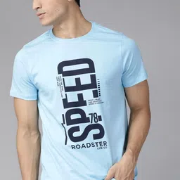 Roadster Men Blue Pure Cotton Printed Round Neck T-shirt image 3